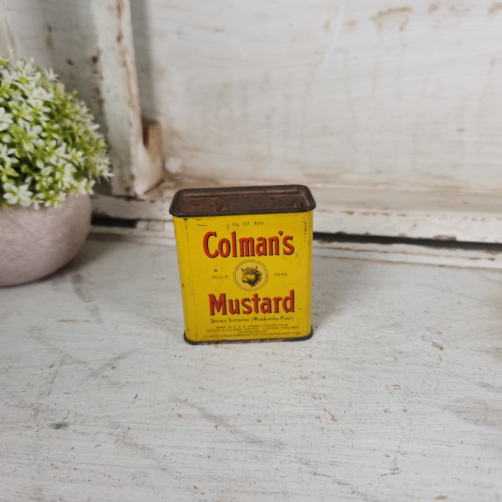 Vintage Colman's Mustard 1 1/4 oz Yellow Tin, USA Made- Collectible Metal Tins - Picture 9 of 9